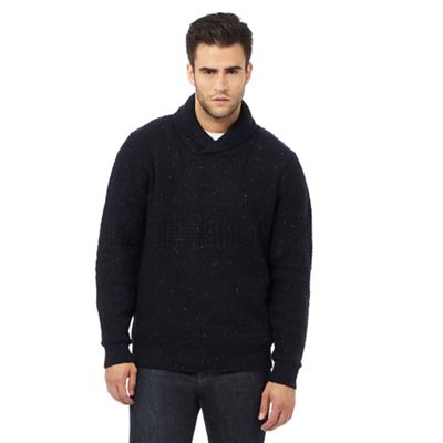RJR.John Rocha Big and tall navy textured shawl sweater with wool